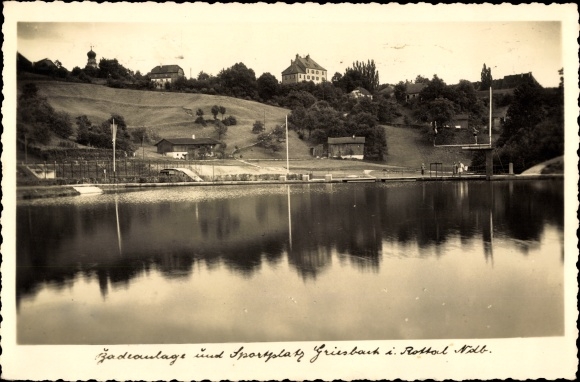 Ak Bad Griesbach im Rottal Niederbayern, badgelegenheid en sportveld