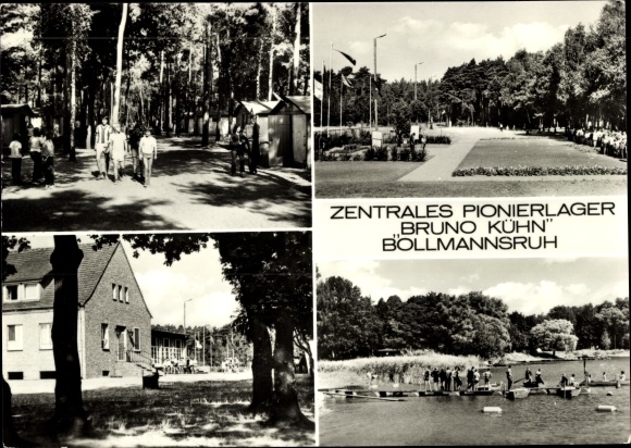 Postcard Päwesin in Brandenburg, Bollmannsruh, pioneer camp Bruno Kühn