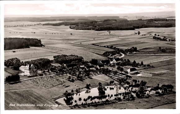 Postcard Dietenbronn Schwendi in Upper Swabia, aerial photograph