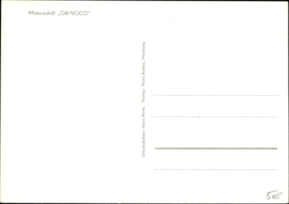 Postcard Motorschiff Orinoco, TABLE