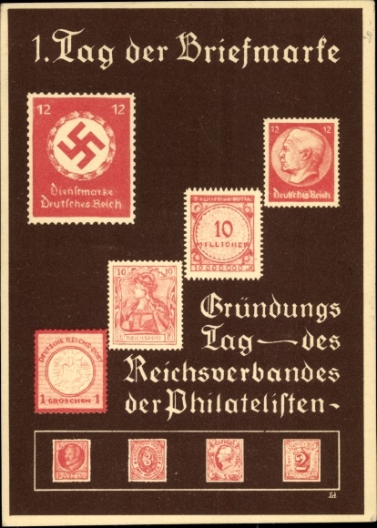 Postzegels Ak 1. Dag van de postzegel, oprichtingsdag van de Reichsvereniging van filatelisten