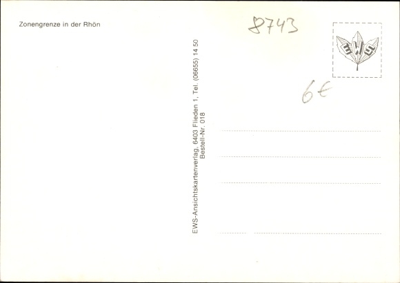 Postcard zone border, Hochrhönstraße, Frankenheim, Theobaldshof, Rockenstuhl, Eußenhausen