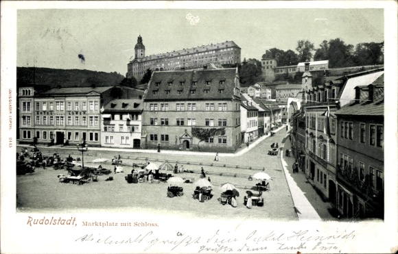 Postcard Rudolstadt in Thuringia, market with castle