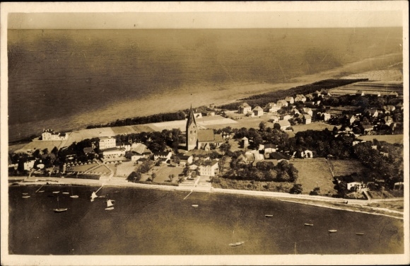 Ak Ostseebad Rerik, stadsgezicht, kerk, luchtfoto