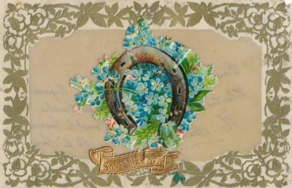 Celluloid PC Amitié, forget-me-not, horseshoe