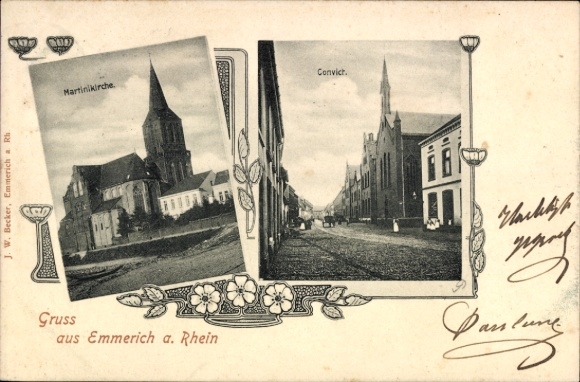 Ak Hoch Elten Emmerich am Rhein, Martinikirche, veroordeelde, Groeten van Emmerich a. Rijn