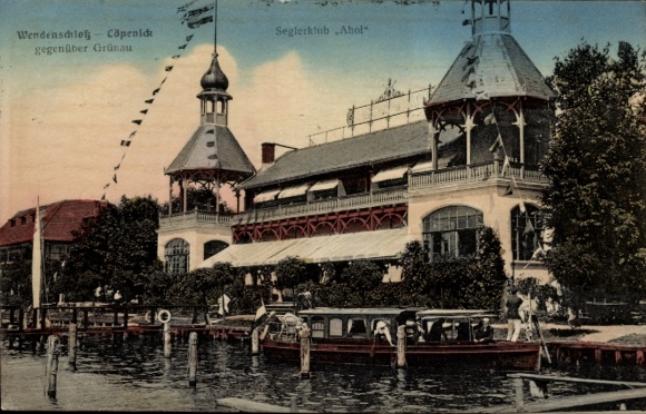 Postcard Berlin Köpenick Wendenschloss, Sailing Club Ahoi