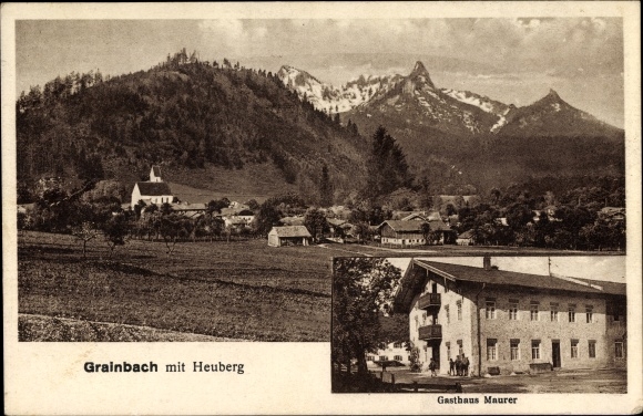 Postcard Grainbach Samerberg in the district of Rosenheim, Upper Bavaria, Inn Maurer, general view, mountains