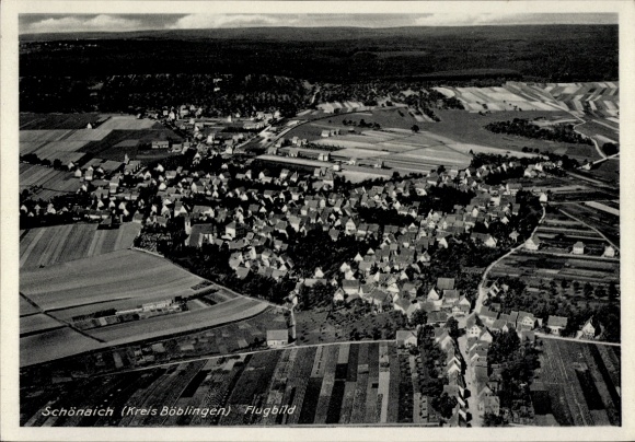 Postcard Schönaich in Württemberg, aerial view of rural surroundings, houses, fields