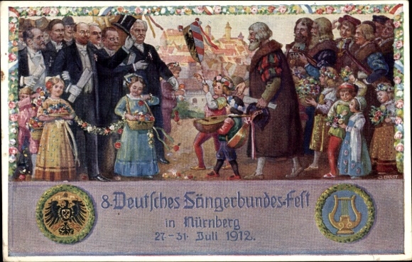 Artist Postcard Durst, J., Nuremberg in Middle Franconia, 8th German Singers' Festival 1912
