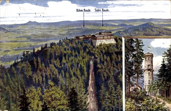 Ak Oybin in der Oberlausitz, Zittauer Gebirge, Hochwald, Hvozd, Böhm. Baude, Sächs. Baude, Berge,