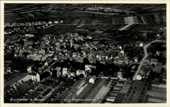 Postcard Bruchköbel in Hesse, aerial photograph
