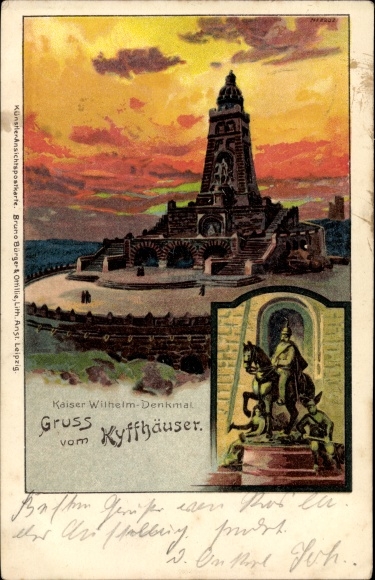 Kunstenaar Litho Bahnhdorf, H., Kyffhäuserland in Thüringen, Kaiser-Wilhelm-monument