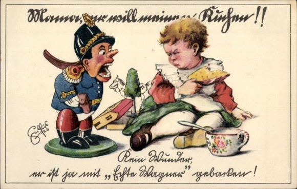 Artist Postcard Geilfus, H., advertising Holst. plant butter factories Wagner and Co, nutcracker, cake