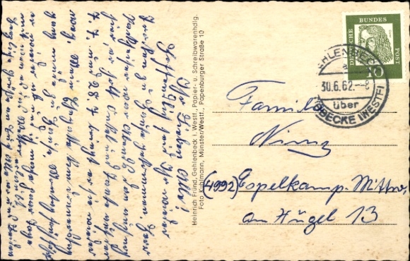 Postcard Gehlenbeck Lübbecke in Westphalia, New School
