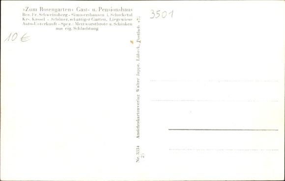 Postcard Simmershausen Fuldatal in Hesse, general view, Pension Zum Rosengarten, Reinhardswaldschule