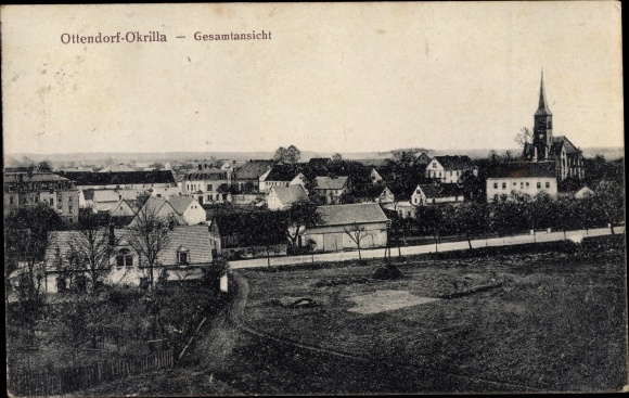 Ak Ottendorf Okrilla Sachsen, Totalansicht der Ortschaft