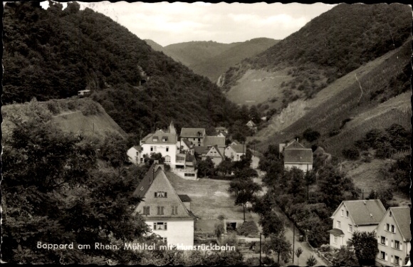 Postcard Boppard am Rhein, Mühltal, houses, mountains, railway