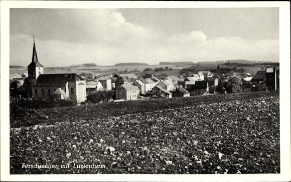 Postcard Ferschweiler Rhineland Palatinate, locality with Luzienturm
