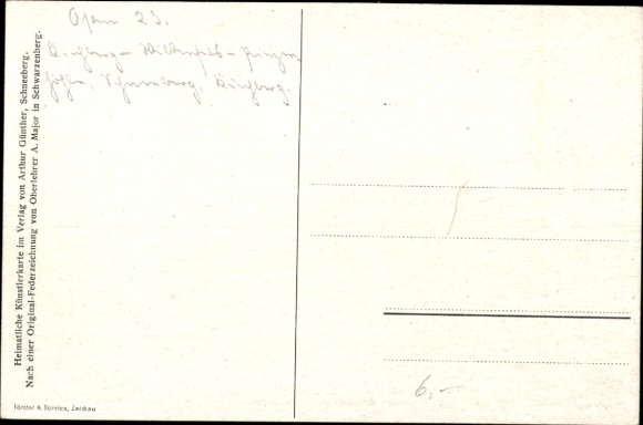 Artist Postcard Major, A., Schneeberg in the Ore Mountains, St. Wolfgangskirche
