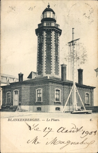Postcard Blankenberghe West Flanders, lighthouse