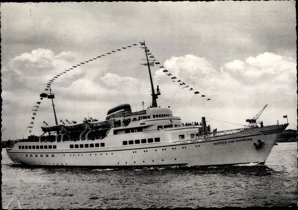 Ak Sea bath steamer MS wapen van Hamburg, HADAG