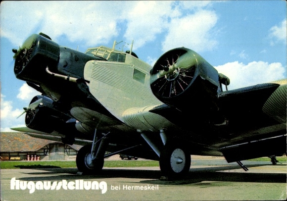 Postcard commercial aircraft Junkers Ju 52/3m, flight exhibition at Hermeskeil