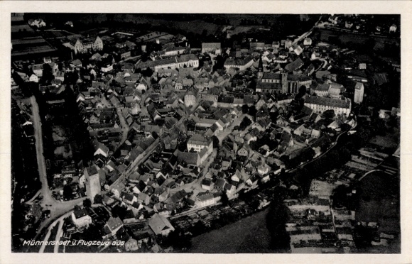 Postcard Münnerstadt in Lower Franconia Bavaria, aerial photograph