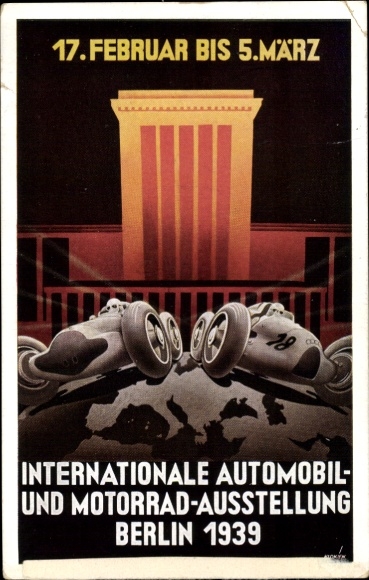 Postcard Berlin, International Automobile and Motorcycle Exhibition 1939