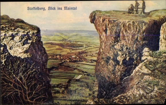 Postcard Bad Staffelstein am Main Upper Franconia, Staffelberg, view into the Main valley, impressive views and