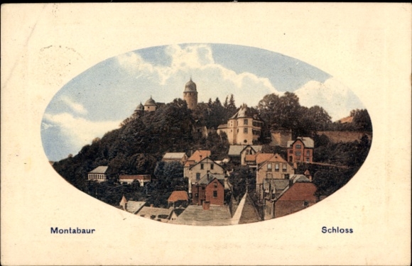 Ak Montabaur im Westerwald, Schloss, Stadtansicht, Häuser, Himmel