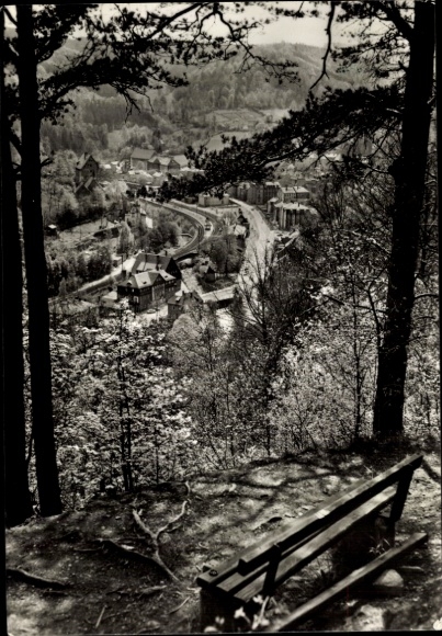 Postcard Glashütte in Saxony, valley view
