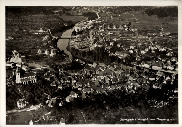 Postcard Gernsbach in the Murgtal Black Forest, aerial photograph