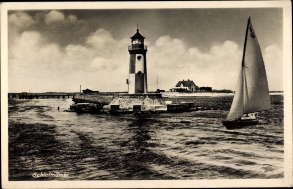 Ak Kappeln an der Schlei, Lotseninsel Schleimünde, Leuchtturm