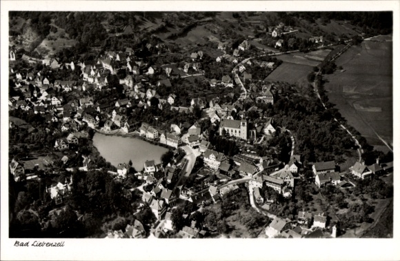 Postcard Bad Liebenzell in the Black Forest, aerial photograph