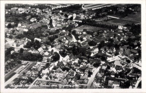 Postcard Kürzell Meißenheim Ortenaukreis, aerial photograph of the city