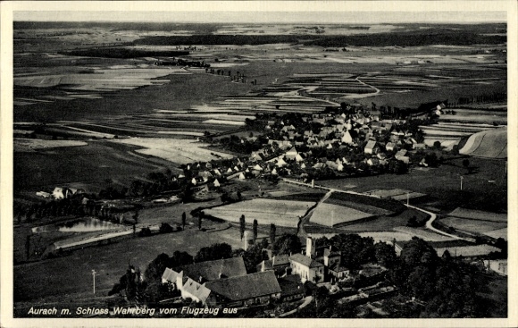 Ak Aurach in Midden-Franken, kasteel Wahrberg, luchtfoto
