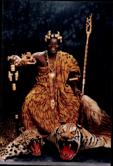 Photo Postcard Céphas Bansah, King of Ghana, portrait, autograph