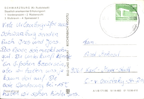 Postcard Schwarzburg in Thuringia, FDGB recreation home of Johann Wolfgang von Goethe, Schwarzburg Thür, ...