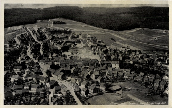 KP Quierschied w Saarze, zdjęcie lotnicze Quierschied, domy, ulice, lasy, 1941 r.