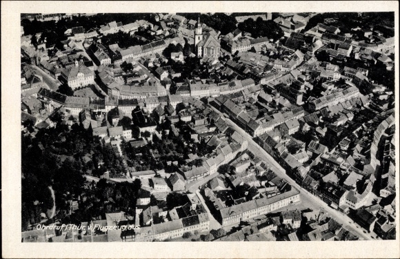 Postcard Ohrdruf in Thuringia, aerial view of the place