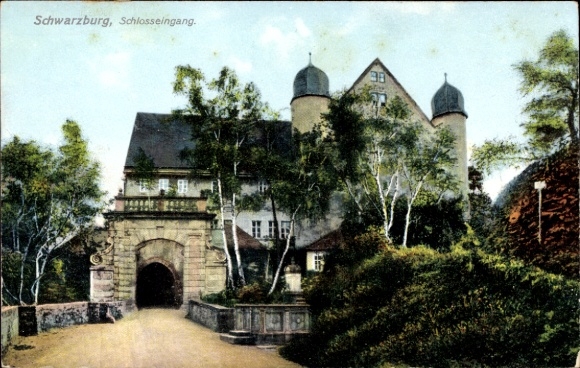 Postcard Schwarzburg in Thuringia, castle entrance