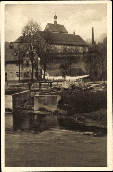 Postcard Remse an der Mulde, town view, shoreline