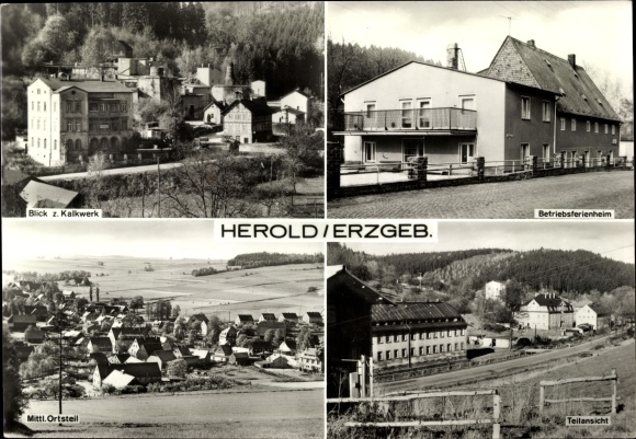 Ak Herold Thum im Erzgebirge Sachsen, Kalkwerk, Betriebsferienheim, Teilansicht