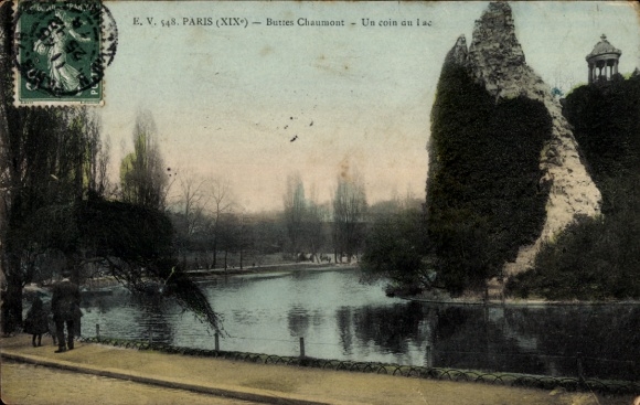 Ansichtkaart Parijs XIX Buttes Chaumont, Un Coin du Lac