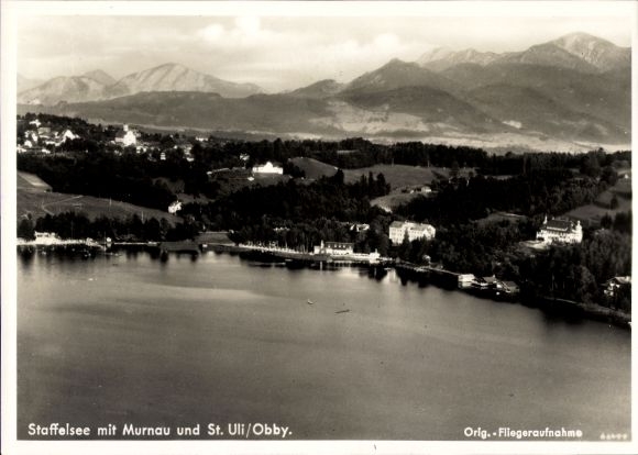 Postcard Murnau am Staffelsee, aerial photograph