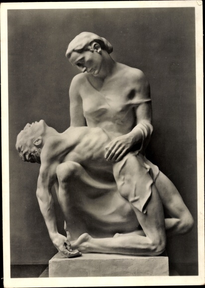 Postcard plastic by Josef Thorak, Pieta, dying, HDK 415