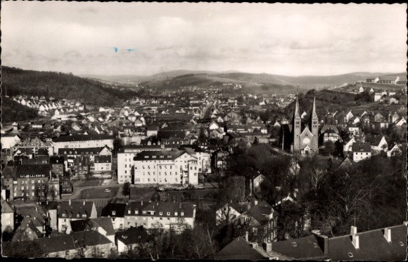 Postcard Siegen in Westphalia, view of Siegtal, cityscape, churches, houses