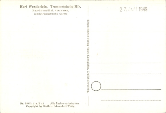Postcard Trommetsheim Alesheim an der Altmühl Middle Franconia Bavaria, aerial photograph