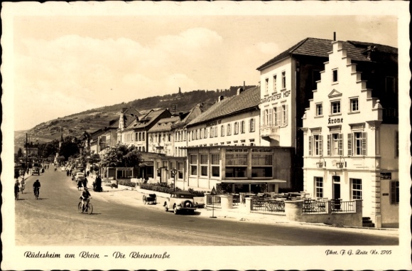 KP Rüdesheim am Rhein Hesse, Rheinstraße, Darmstädter Hof, Krone